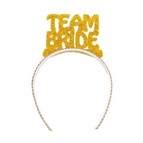 Gold "team Bride" Yazılı Taç Simli Evadan Taşlı Parti Kutlama Bride To Be Bekarlığa Veda Nedime Tacı