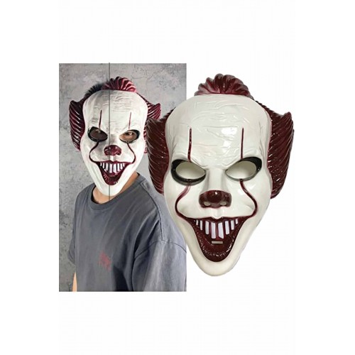 Halloween Cadılar Bayramı Yetişkin Pennywise Maske Korkunç Palyaço Parti Maskesi 30x22 Cm